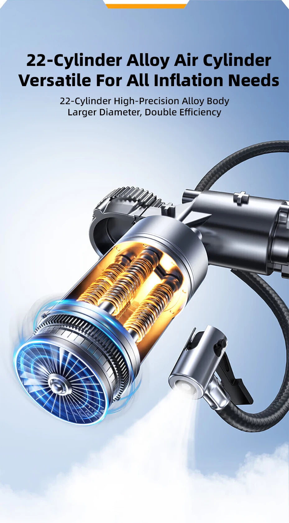 Avviatore Emergenza 4 In 1 Auto Con Compressore 150 PSI Gonfiatore Pneumatici Power Bank 12V Torcia LED 6000mAh