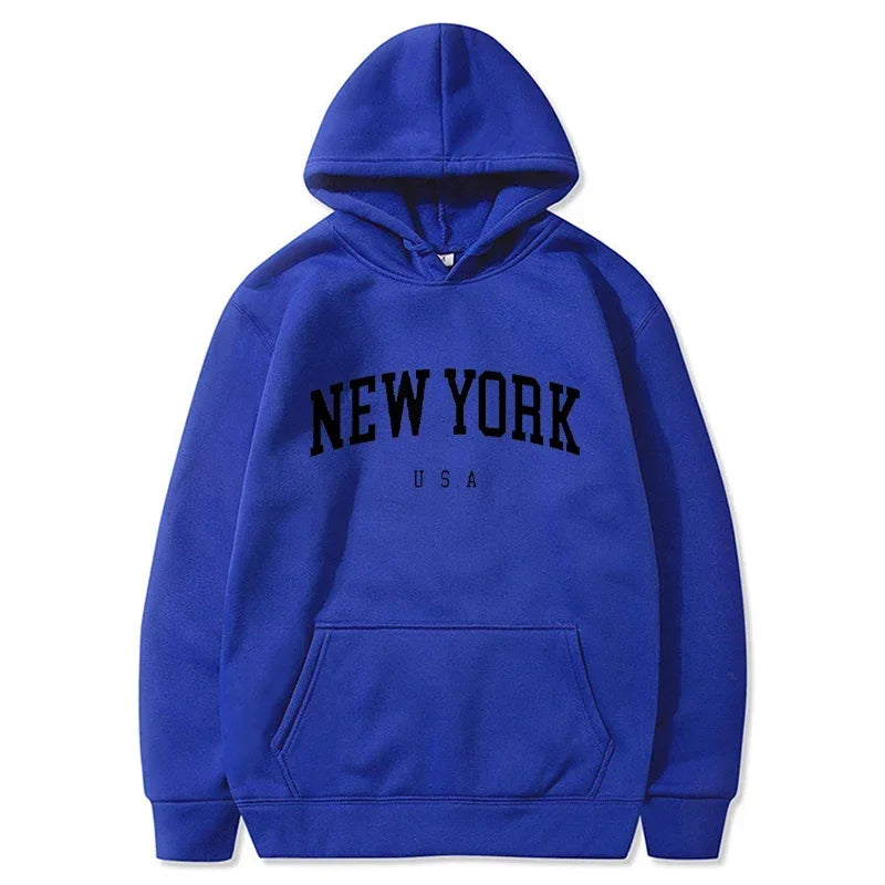 Felpe Con Cappuccio Uomo Donna New York City Stampe Lettere Grafica Casual Harajuku Pullover Abbigliamento Sportivo