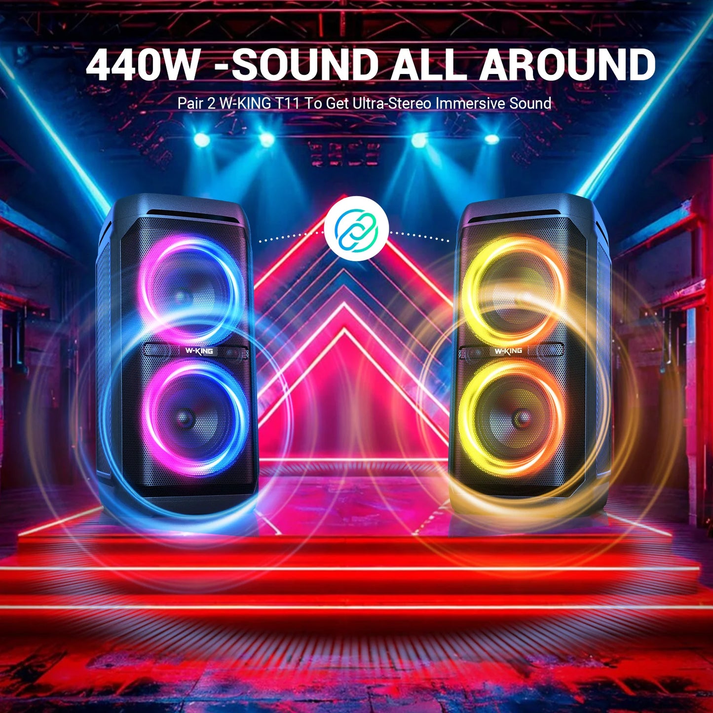 W-King T11 Bluetooth Altoparlante Portatile Impermeabile IPX6 100W RMS Con Bassi Profondi Suono Potente 115dB