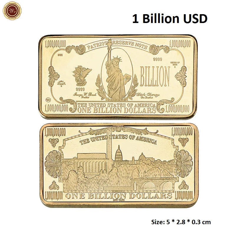 Barra Placcata Oro 24K E Argento Design Dollaro USA Moneta Souvenir Da Collezione Regalo Per Uomo