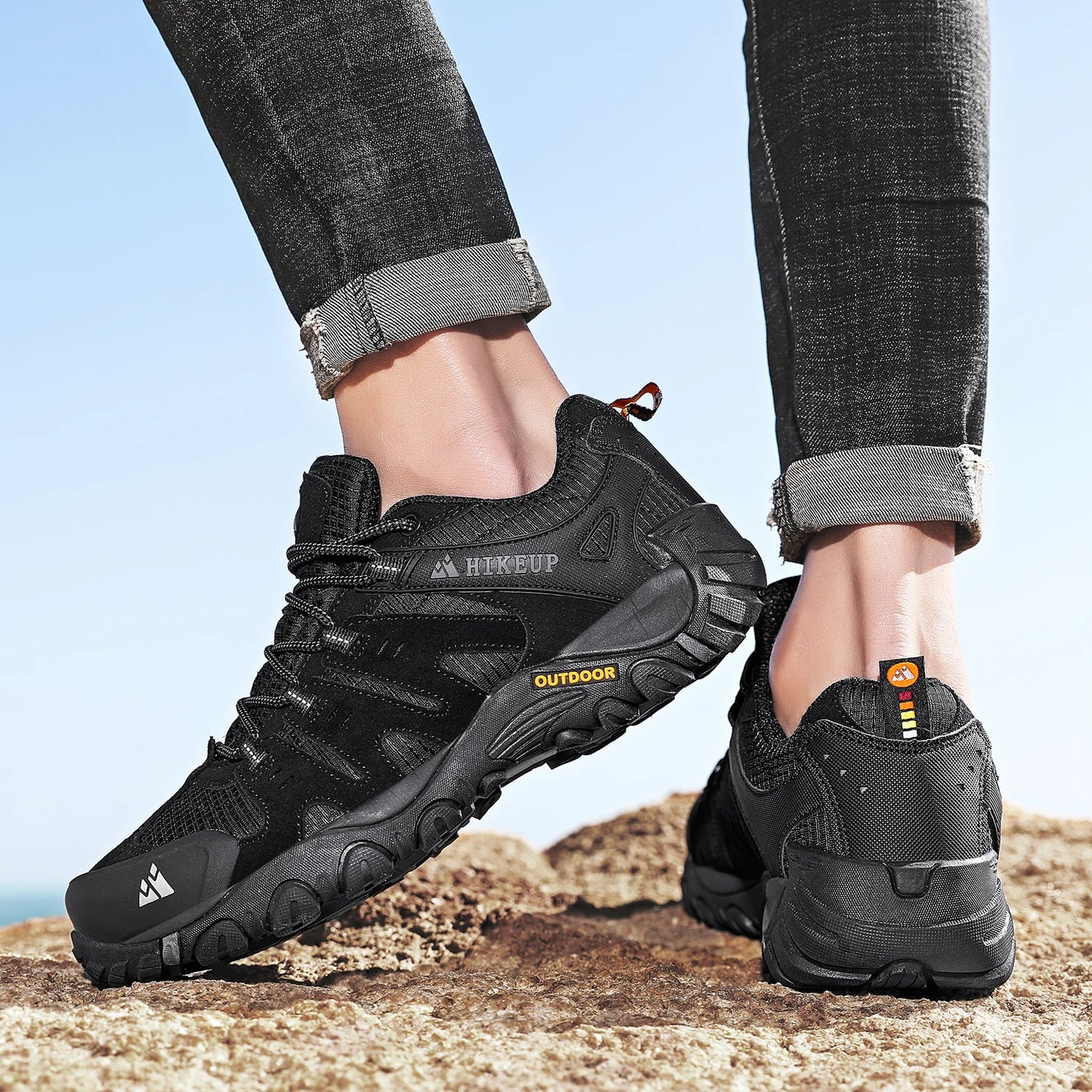 HIKEUP Scarpe Da Trekking Da Uomo In Pelle Scamosciata Impermeabili Traspiranti Esterno Resistente All Usura