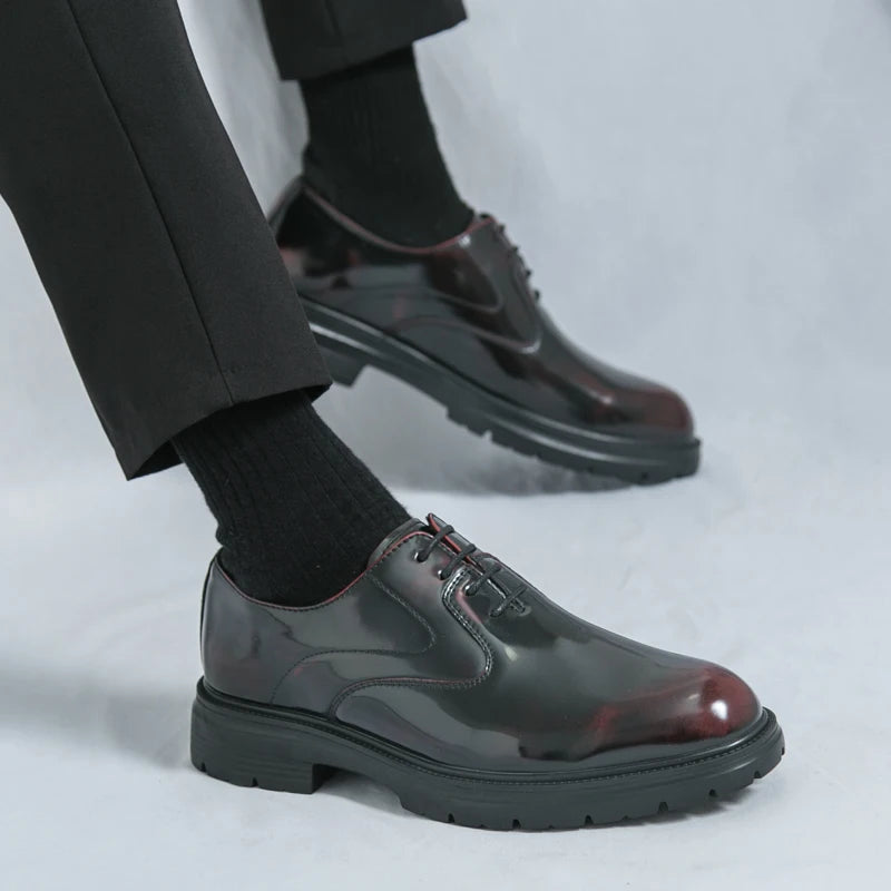 Scarpe Da Uomo In Pelle Con Suola Spessa Formali Da Lavoro Oxford Classiche Fatto A Mano Calzature Casual