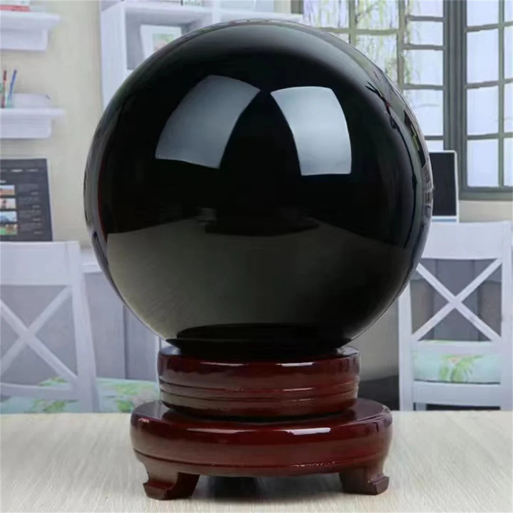Sfera Di Ossidiana Nera Naturale Sfera Magica Cristallo Guarigione Reiki Feng Shui Decorazioni Per La Casa Senza Base