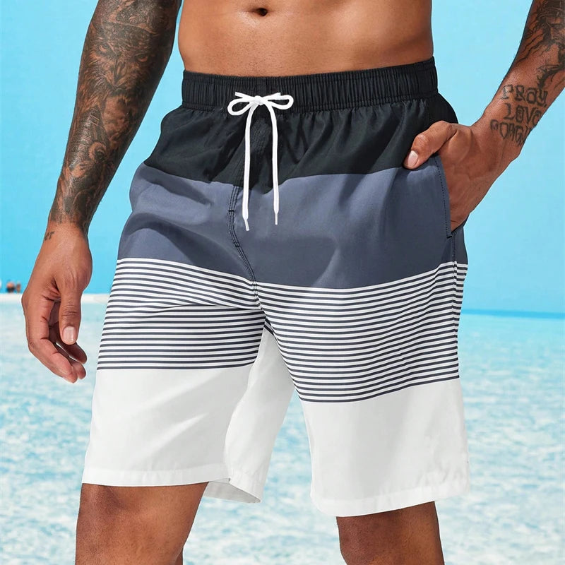 Pantaloncini Da Spiaggia Da Uomo A Righe Classiche Casual Sportivi Largi Traspiranti Ad Asciugatura Rapida Estivi Nuovi