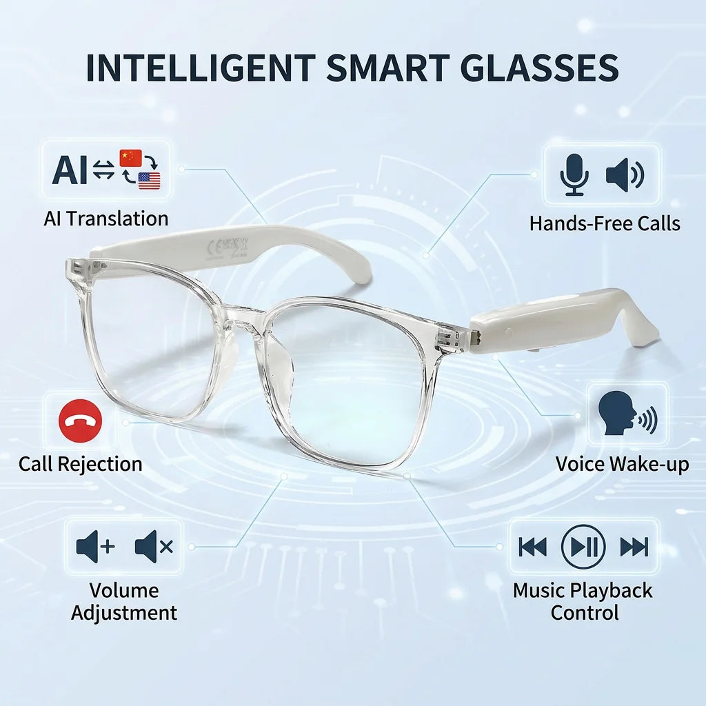 Occhiali Audio Intelligenti Senbono 2026 Traduzione AI Oltre 100 Lingue Chiamate Bluetooth Musica Occhiali Da Sole