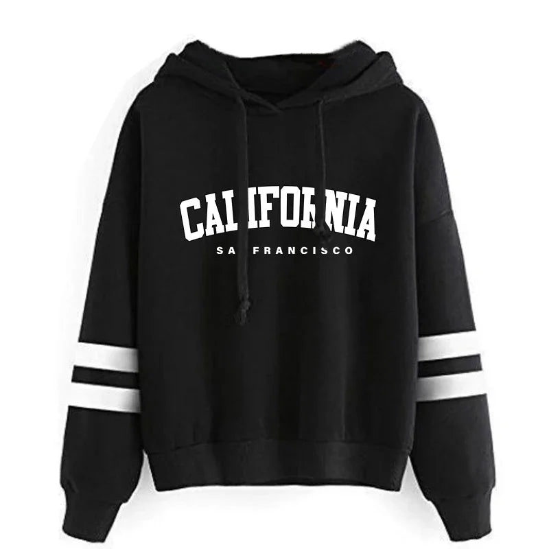 Tuta Da Donna California Stripe Felpa Con Cappuccio Casual Versatile Abito Pantaloni Abiti Da Strada S3XL