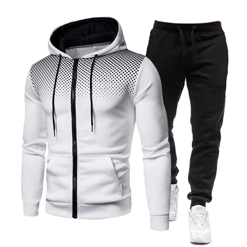 Tuta Da Uomo Set Abbigliamento Sportivo Con Cappuccio Cerniera Felpa Pantaloni Da Corsa Per Allenamento