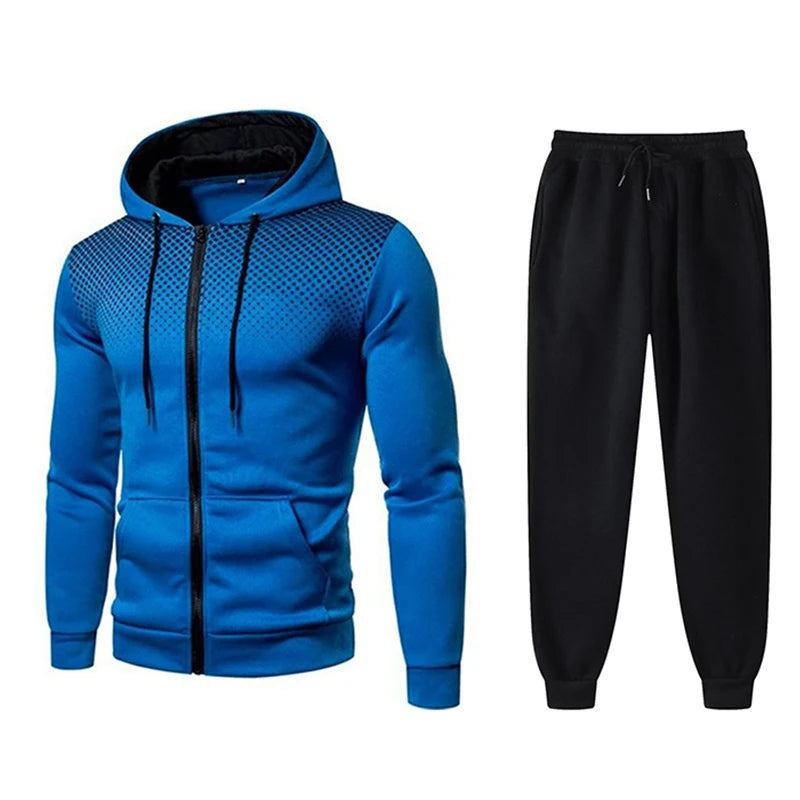 Tuta Da Uomo Set Abbigliamento Sportivo Con Cappuccio Cerniera Felpa Pantaloni Da Corsa Per Allenamento