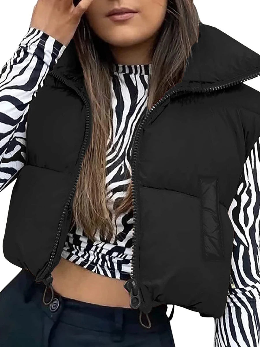 Gilet Da Donna Senza Maniche Autunno Inverno Cappotto Corto Caldo Con Colletto A V Giacca Capispalla Di Moda