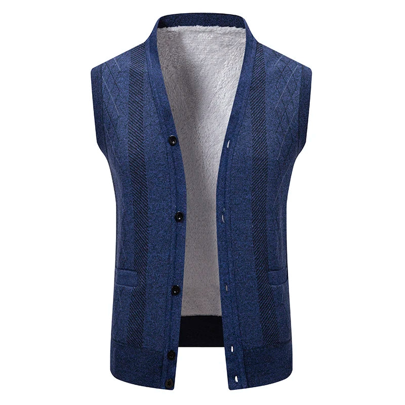 Cardigan Senza Maniche Da Uomo Gilet In Maglia Con Scollo A V Bottoni Argyle Lavorato Con Tasche