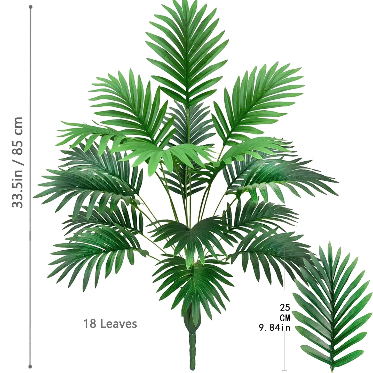 Palma Artificiale Tropicale Con Rami Di Foglie In Plastica Verde Per Decorazione Giardino Esterno Misure 50 90 120 Cm