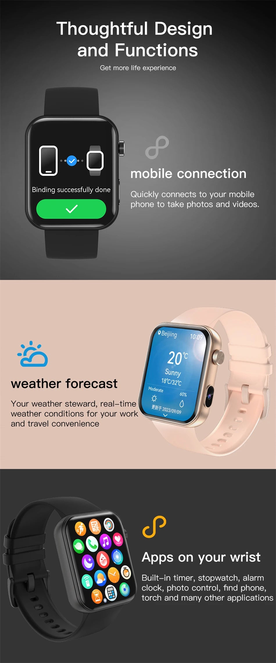 Nuovo Smartwatch Fotocamera per Uomo e Donna Registrazione Foto e Video Fitness Salute Impermeabile Chiamate Bluetooth