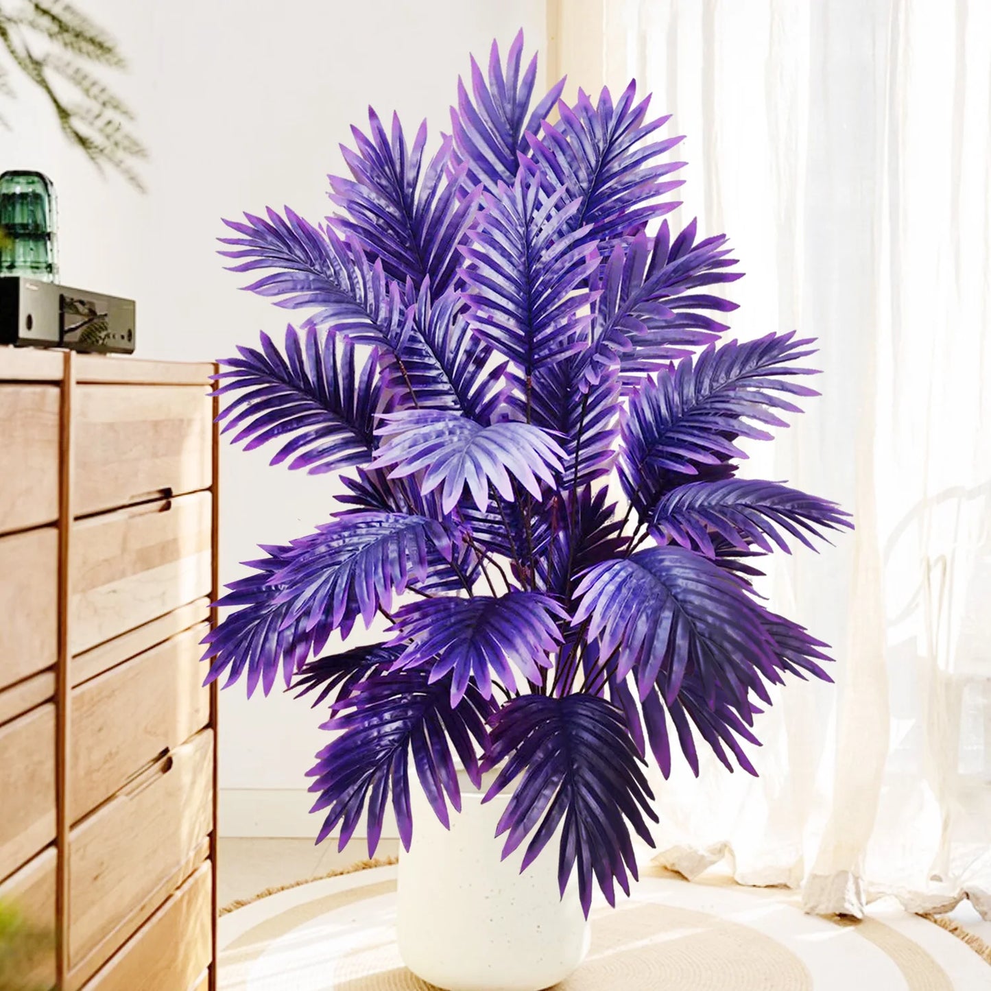 Palma Artificiale Tropicale Con Rami Di Foglie In Plastica Verde Per Decorazione Giardino Esterno Misure 50 90 120 Cm
