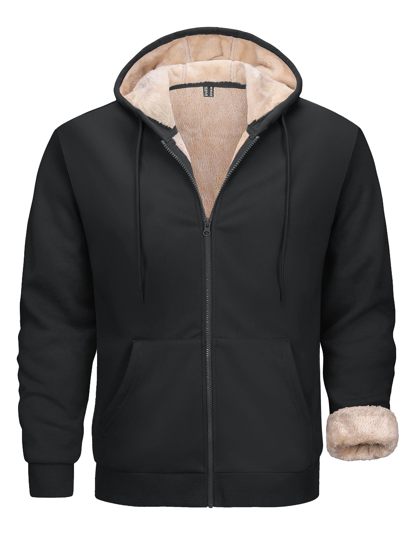 Tacvasen Felpa Con Cappuccio Da Uomo Zip Fodera Sherpa Invernale Pile Spesso Caldo Capispalla Casual