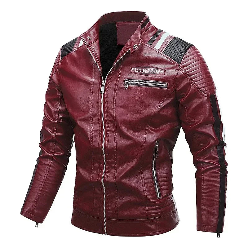 Giacca Da Motociclista In Pelle Da Uomo Bomber Con Colletto In Piedi Giacche Da Moto Per Uomo PU Di