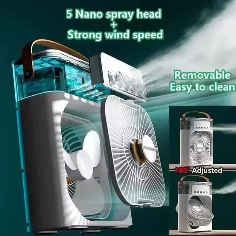 Raffreddatore Aria Evaporativo Portatile Con Serbatoio Da 500 Ml Doppia Funzione Ventilatore Umidificatore Silenzioso