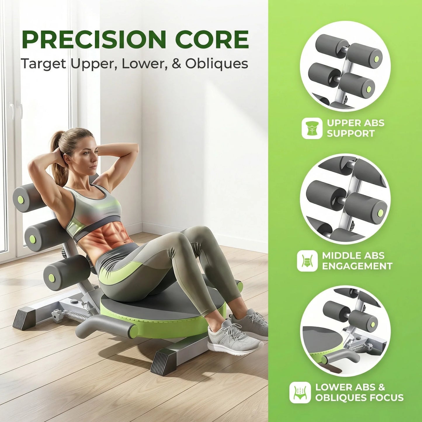 Scooter Addominale Multifunzionale Per Allenamento Core A Casa Con Compressore Integrato Per Definire Addominali