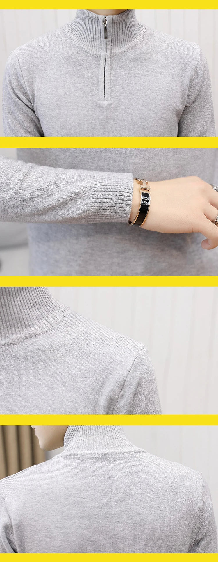Dolcevita Uomo Con Mezza Cerniera Caldo Inverno Streetwear Collo Alto Versatile Ufficio Tempo Libero