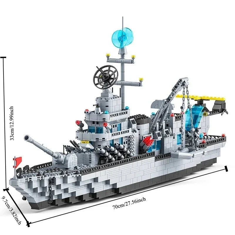 1560PCS blocchi di costruzione portaerei militari, regalo di decorazione modello di assemblaggio di navi distruttore ad alta difficoltà 6IN1