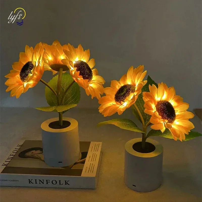 Set Di 3 Luci Notturne LED Ricaricabili Tema Girasole Per Camera Da Letto Comodino Lampade Da Tavolo