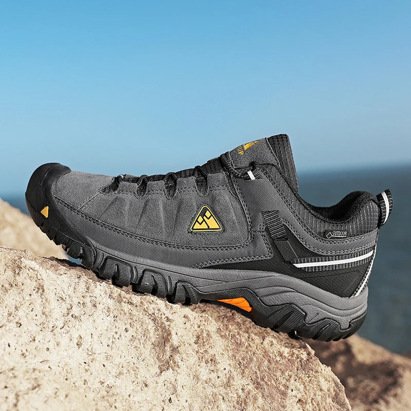 HikeUp Scarpe Da Trekking Da Uomo In Pelle Resistente Di Alta Qualità Con Suola In Gomma E Presa Di Fabbrica Per Esterni