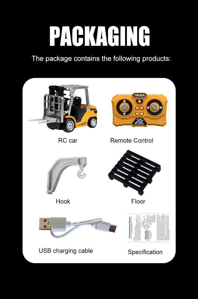 Teeggi 1 64 Mini RC Forklift Telecomandata Giocattolo Per Bambini Regalo Perfetto Con Controllo Remoto Preciso