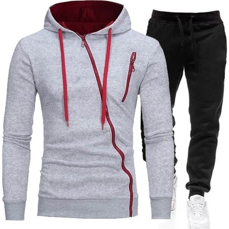 Tuta Sportiva da Uomo 2 Pezzi Felpa con Cappuccio Pantaloni Primavera Autunno Outfit Abbigliamento Sportivo Jogging