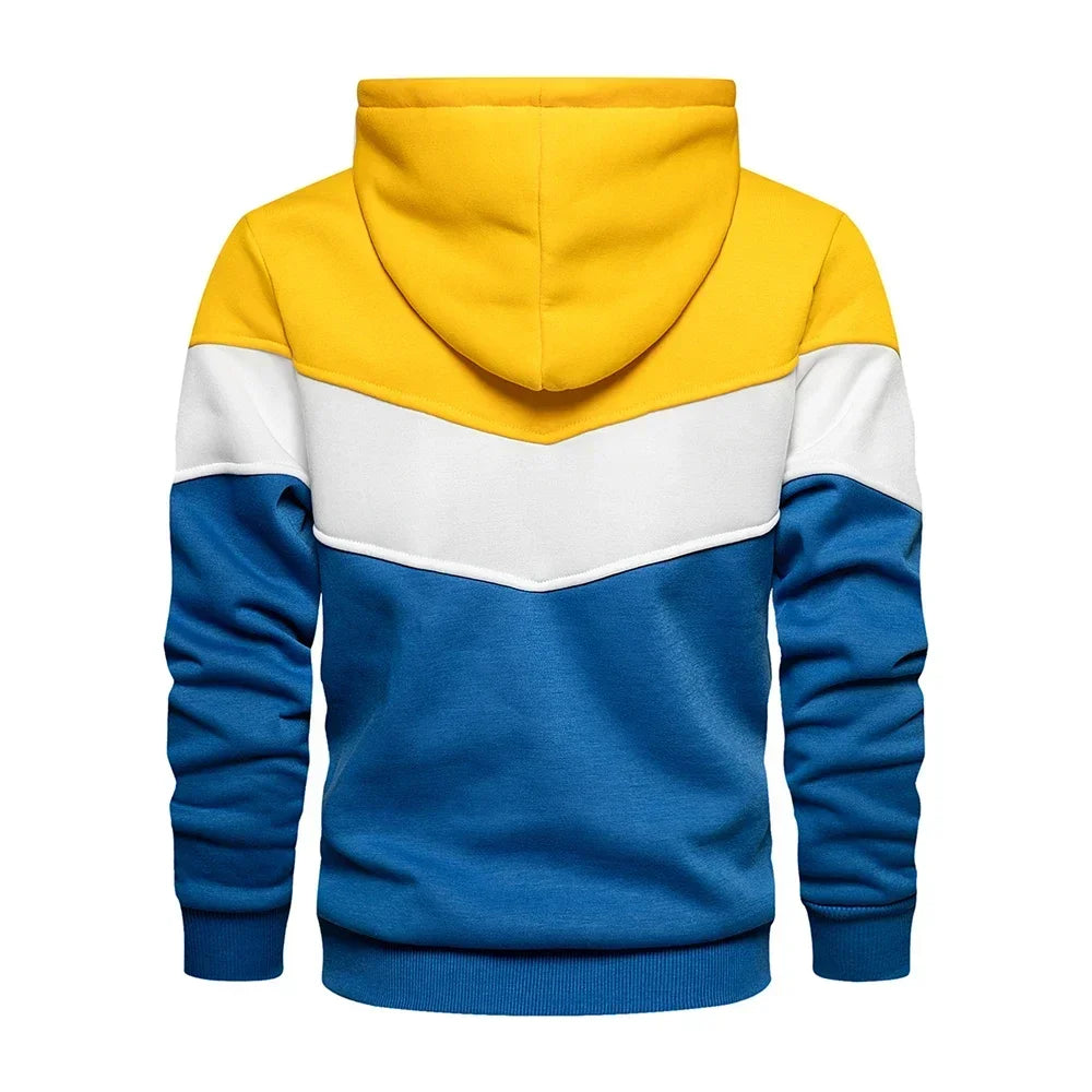 Felpa Patchwork Con Cappuccio Uomo Abbigliamento Casual Ampio Pile Caldo Streetwear Autunno Inverno Sportivo