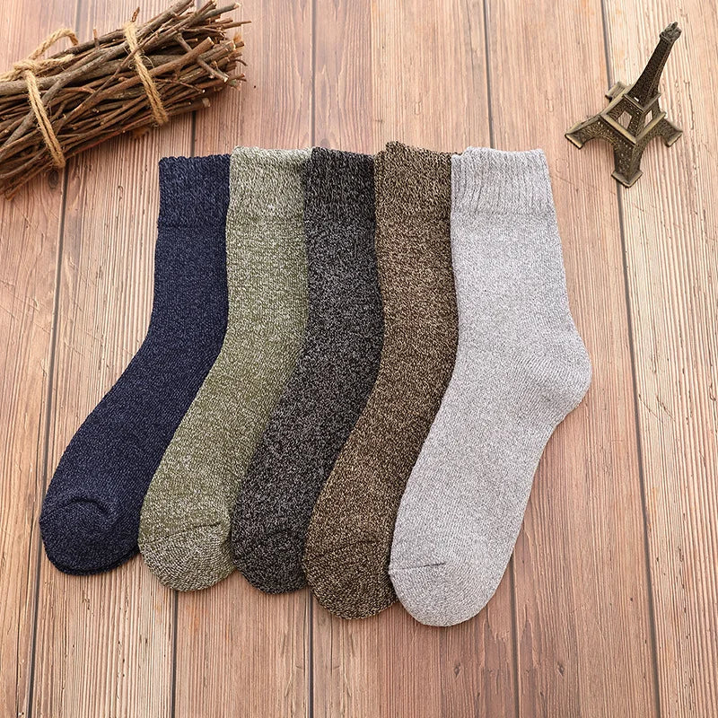 Calzini Invernali Uomo Caldi Spessi Set Da 5 Paia Cotone Poliestere Elastan Antineve In Spugna
