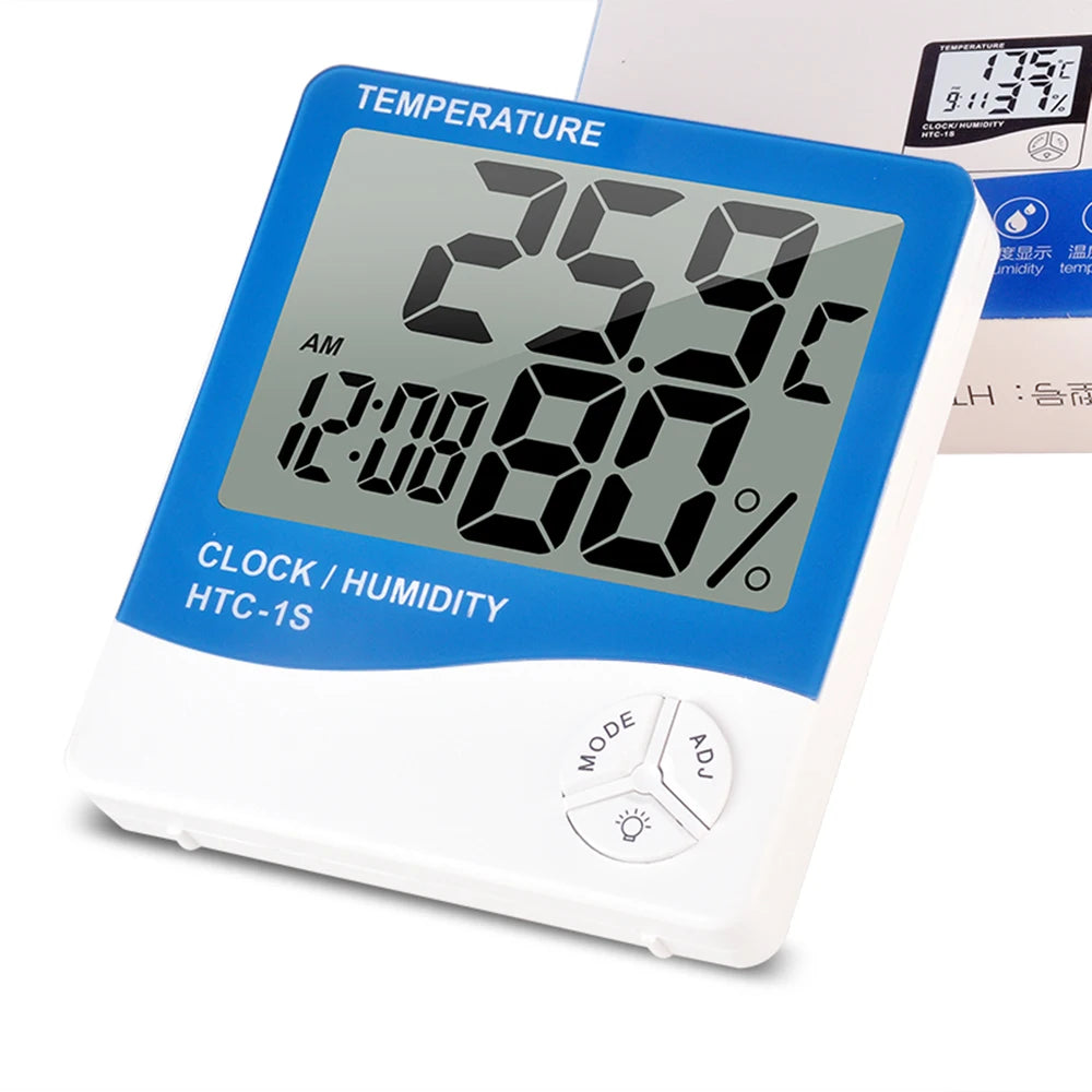 HTC 1S LCD Igrometro Digitale Misuratore di Umidità e Termometro Esterno Interno Stazione Meteo Orologio
