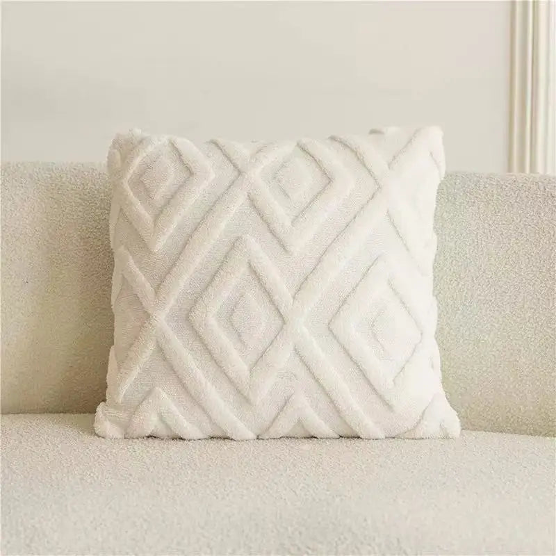 Due Fodere Per Cuscini In Peluche Artificiale Con Motivo Geometrico Per Biancheria Da Letto E Decorazioni Per La Casa