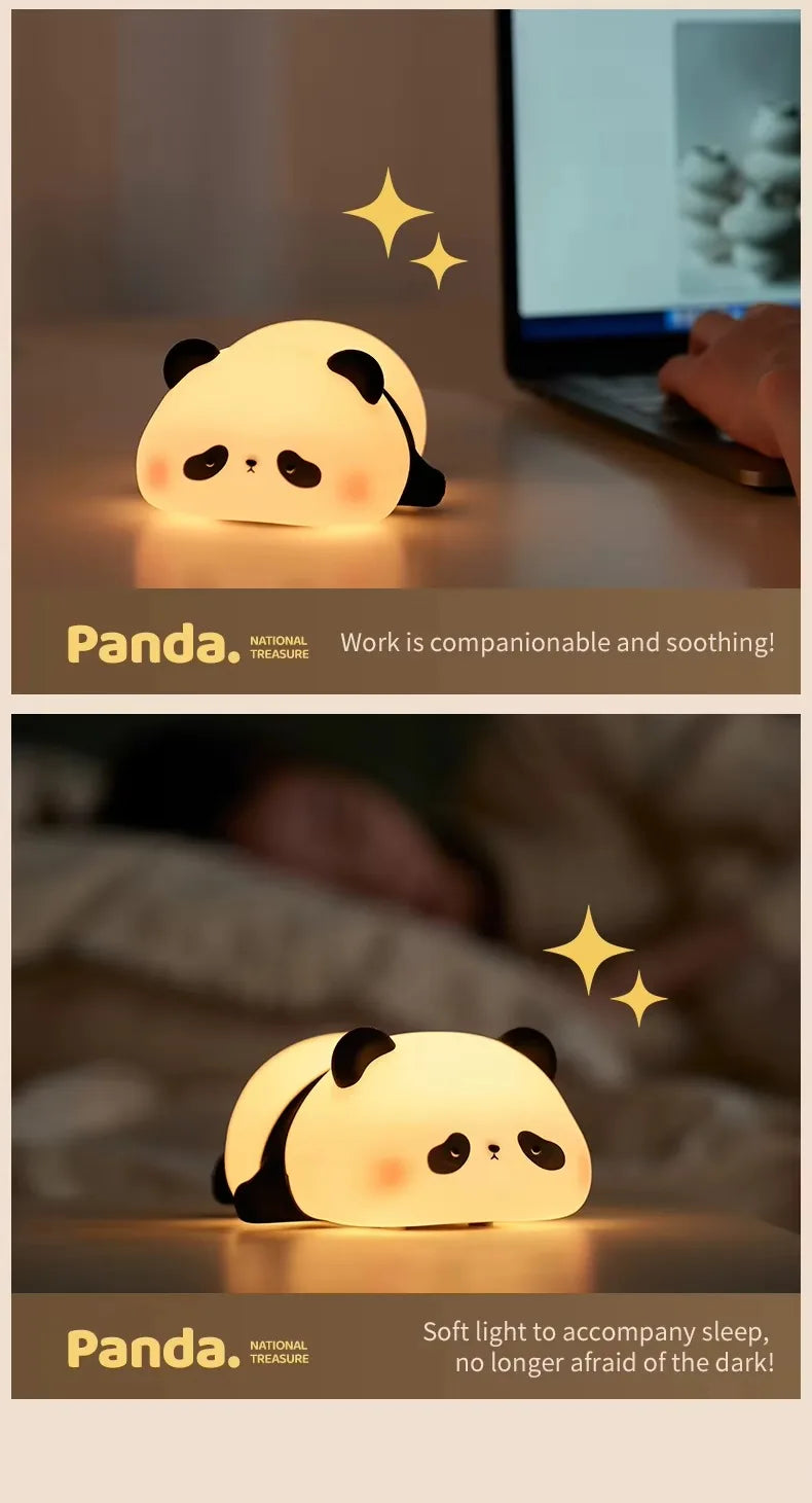 Lampada Notturna Panda Ricaricabile con Sensore Touch Silicone Dimmerabile Led per Comodino per Bambini Regalo