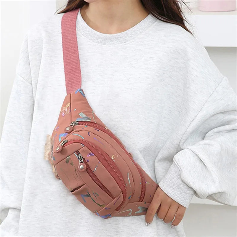 Marsupio da Donna Impermeabile in Tessuto Oxford Borsa a Cintura e Tracolla Borsa a Banana Moda Femminile