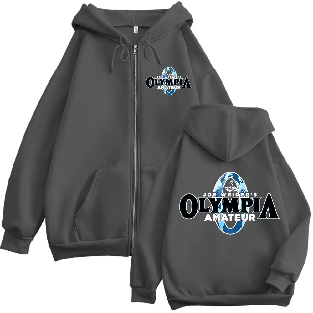Olympia Fitness Gym Merch Felpe Con Zip Maniche Lunghe Con Cappuccio Uomo Donna Moda Streetwear Alta Qualità