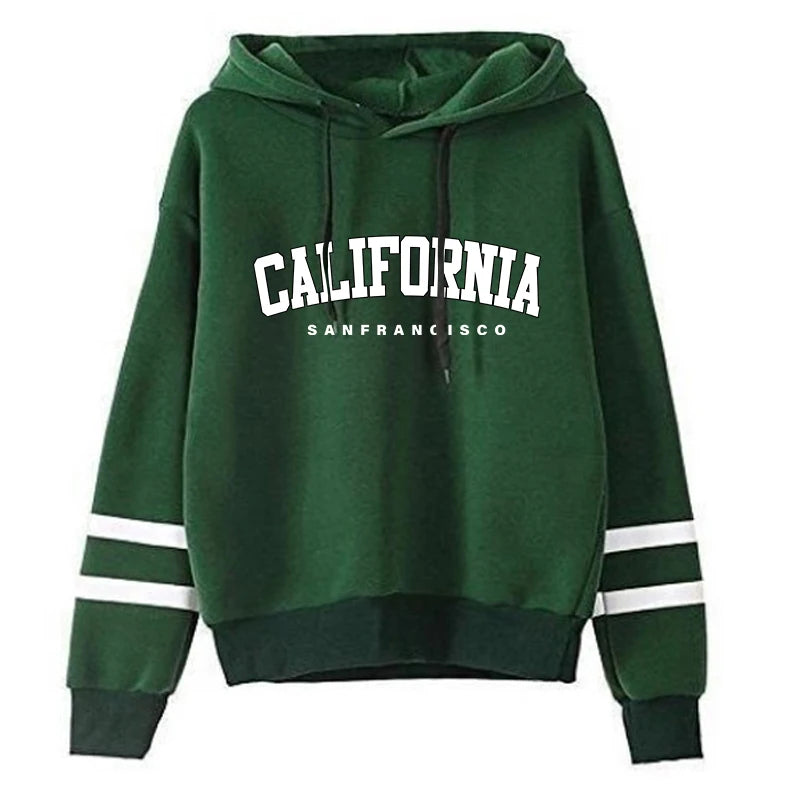 Tuta Da Donna California Stripe Felpa Con Cappuccio Casual Versatile Abito Pantaloni Abiti Da Strada S3XL