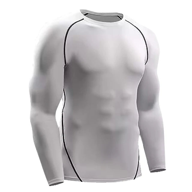 Maglietta Compressiva Uomo A Maniche Lunghe Per Allenamento Elasticizzata Palestra Fitness