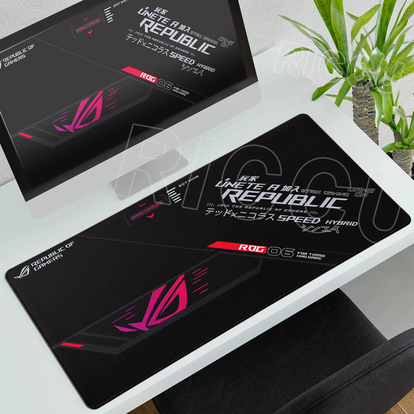 Tappetino per Mouse XXL ASUS ROG Republic Of Gamers Antiscivolo in Gomma per Scrivania da Gioco e Tastiera