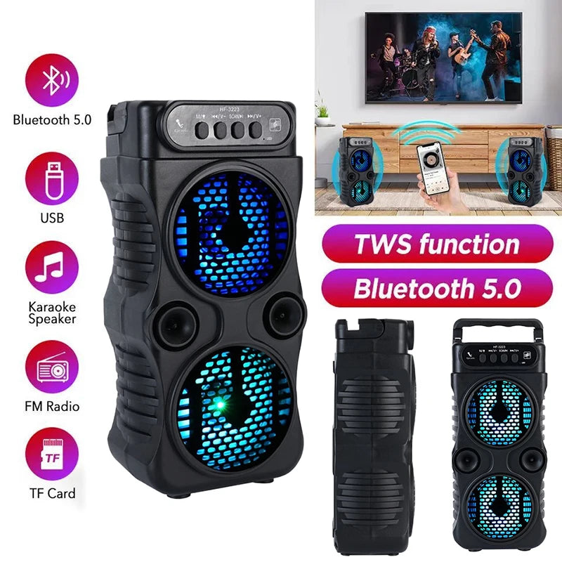 Altoparlante Wireless Portatile Esterno Con Doppio Subwoofer Stereo Da 3 Pollici USB Alimentatore Per Feste Karaoke