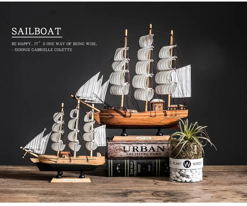 Modello Di Barca A Vela In Legno Per Decorazioni Della Casa In Stile Mediterraneo Accessori Regalo Compleanno