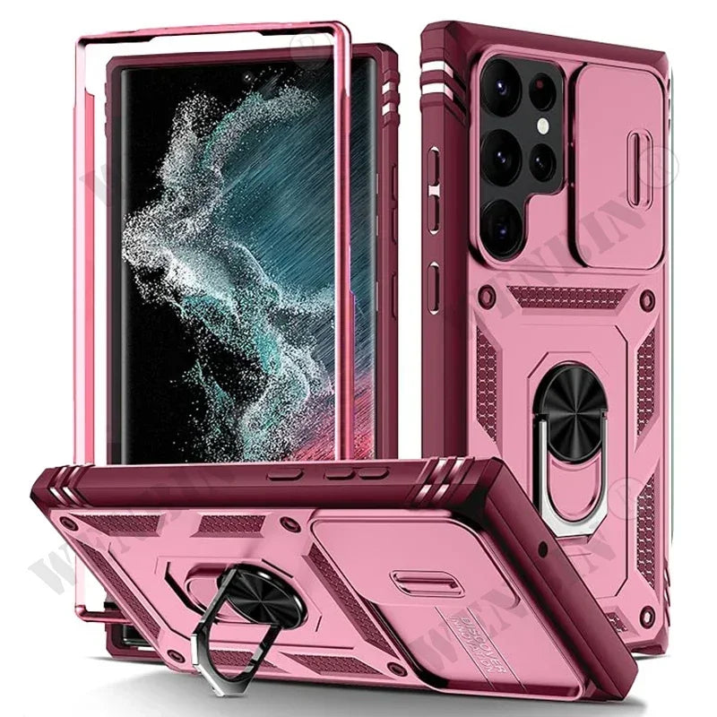 Custodia Resistente Con Cavalletto 360 Gradi Per Samsung S26 Ultra S25 S24 S23 Plus 5G Con Fotocamera Esterna