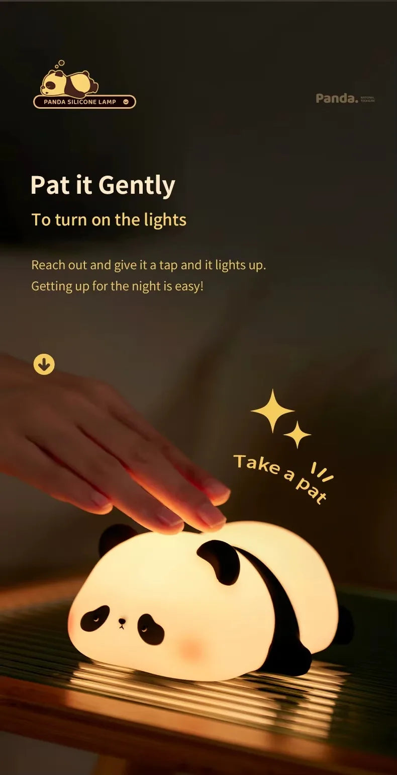 Lampada Notturna Panda Ricaricabile con Sensore Touch Silicone Dimmerabile Led per Comodino per Bambini Regalo