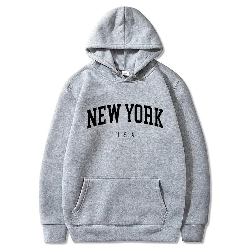 Felpe Con Cappuccio Uomo Donna New York City Stampe Lettere Grafica Casual Harajuku Pullover Abbigliamento Sportivo