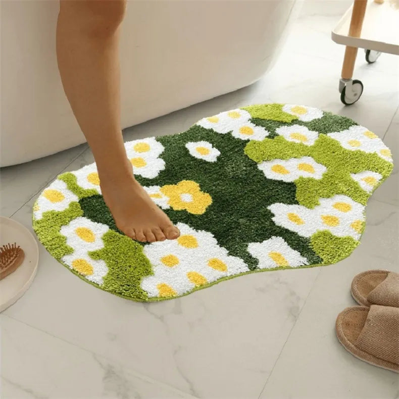 Tappeto Erboso In Muschio Antiscivolo Per Interni Soggiorno Camera Da Letto Bagno Floreale Irregolare Nordico