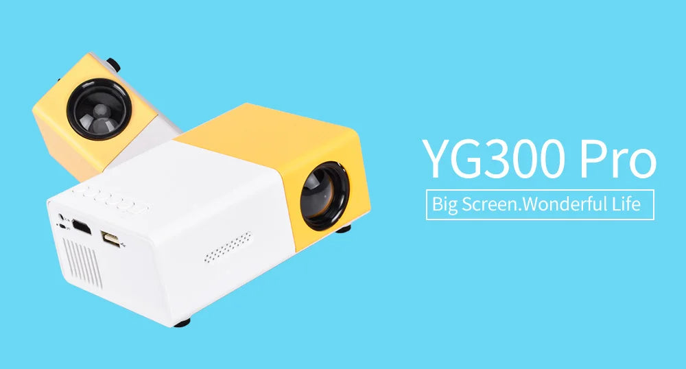 YG300 Mini Proiettore LED Aggiornato 1000 Lumen Risoluzione 320x240 HDMI Compatibile USB Lettore Multimediale Domestico