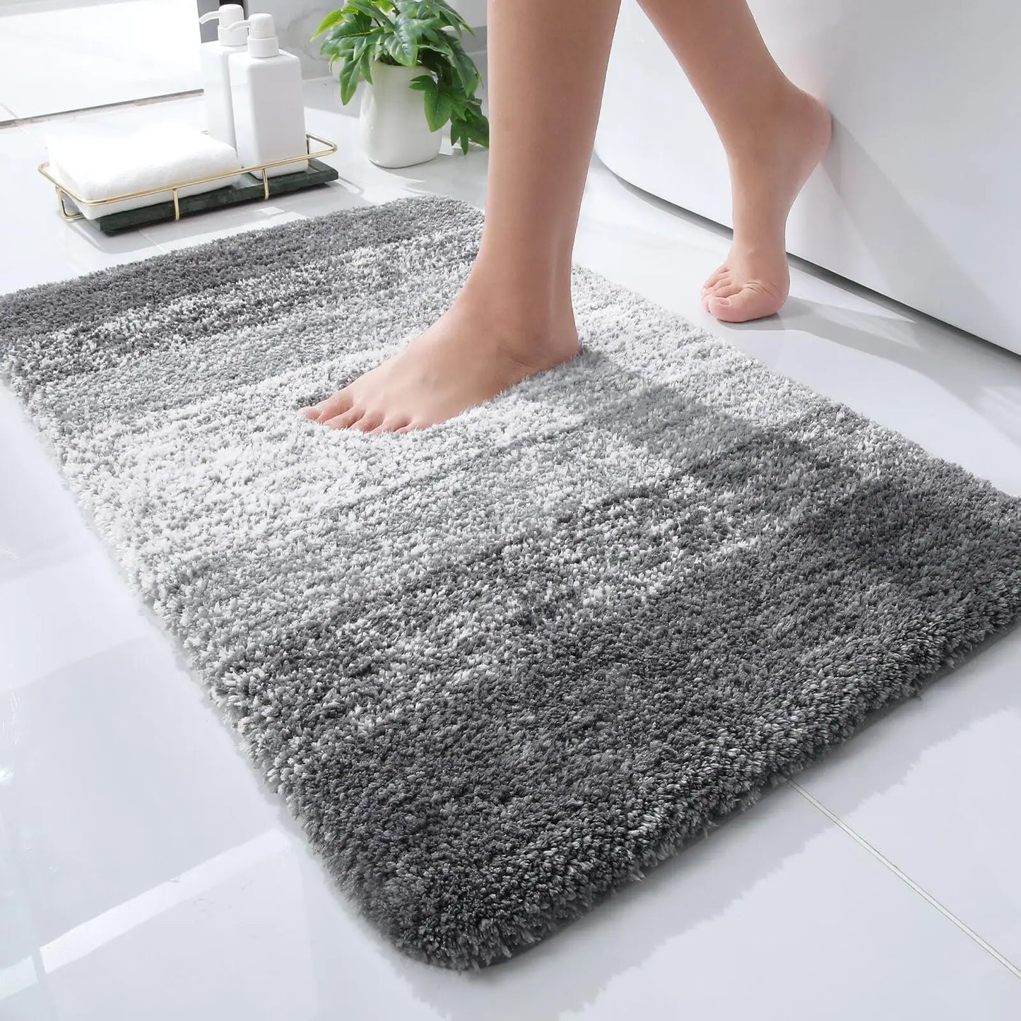 Kitinjoy Tappeto Da Bagno In Microfibra Assorbente Morbido Antiscivolo Shaggy Lavabile In Lavatrice