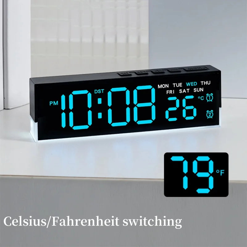 Sveglia Digitale USB Con Luce D'Ambiente Bianca Orologio Da Tavolo LED 12/24 Ore, 3 Livelli Di Luminosità, DST