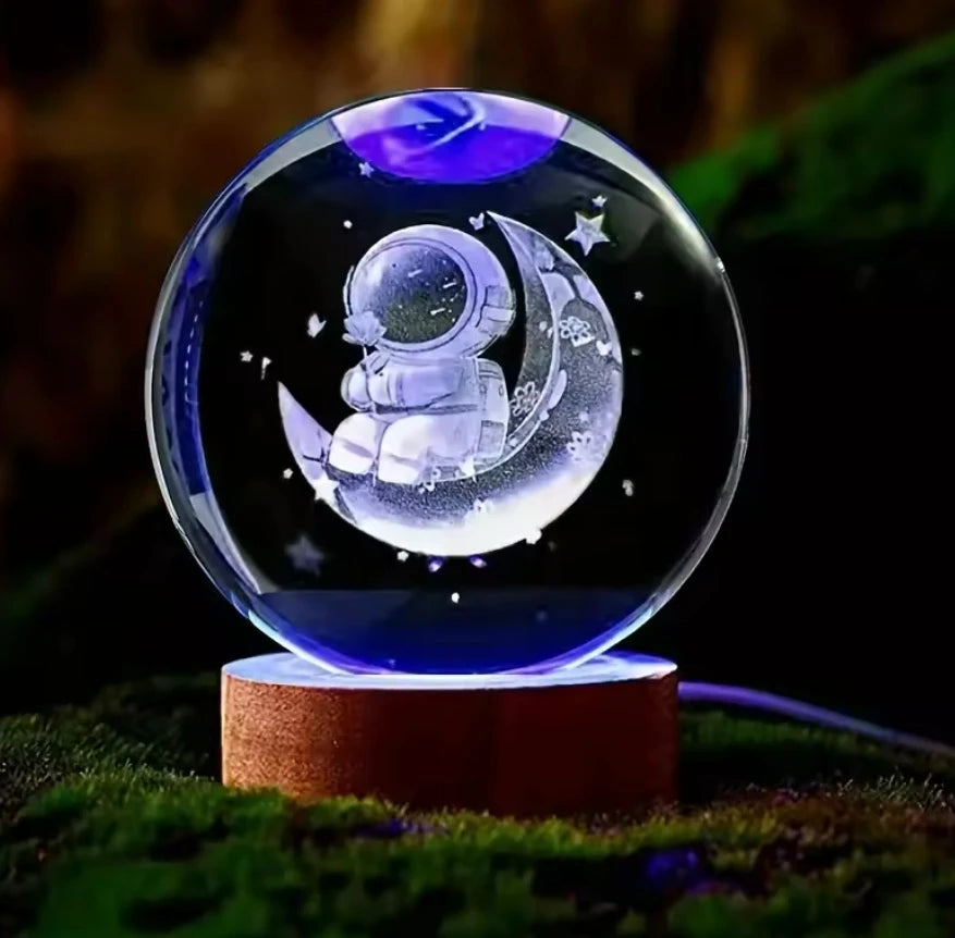 Decorazione Della Stanza Con Sfera Di Cristallo 3D E Base Led Per Luce Ambientale Nel Soggiorno