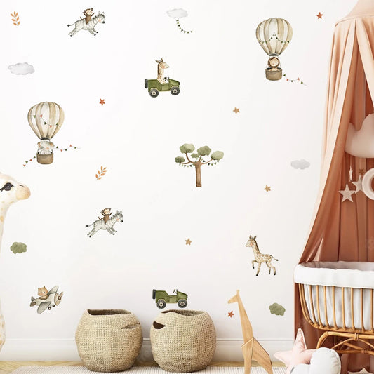 Adesivi Murali Animali Balloon Elefante Leone Giraffa Per Cameretta Neonati E Bambini Decorazione Casa