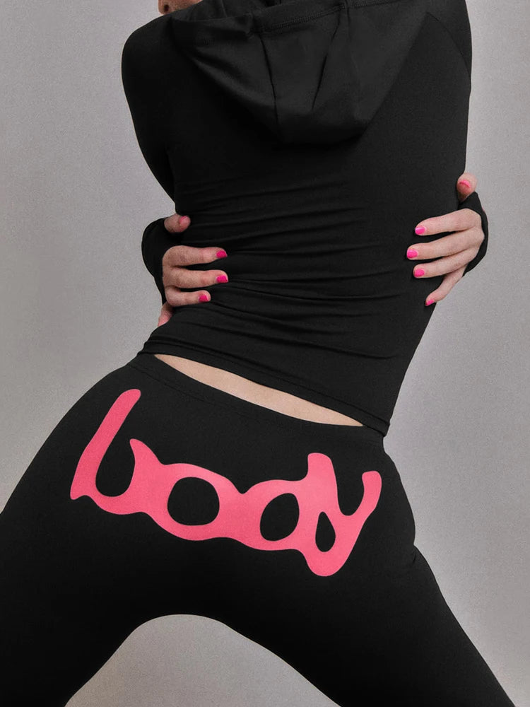 Tuta Due Pezzi Da Donna Con Giacca Cappuccio E Leggings Abbinati Slim Fit Streetwear Sportivo
