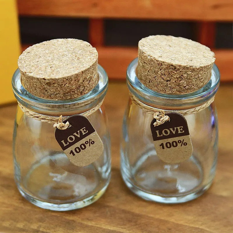Bottiglie Di Vetro 100 Ml Sigillate Con Tappo In Legno E Corda Di Canapa Set Da 20 Pezzi Per Decorazioni Confetti